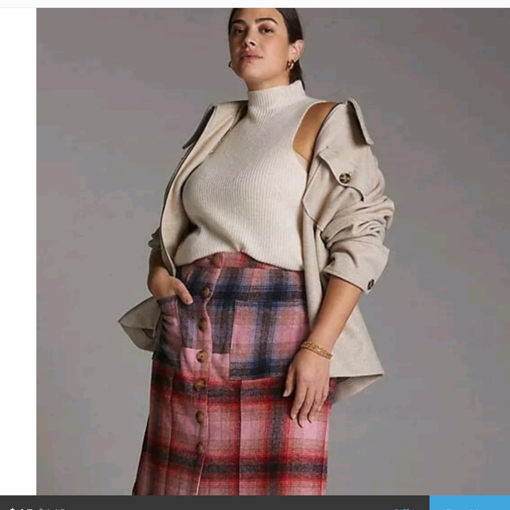 Maeve Red and Pink Plaid Midi Skirt - Picture 8 of 8